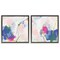 Stupell Industries Pink Blue Pop Abstract 2 pc Framed Floater Canvas Wall Art Set Design by June Erica Vess